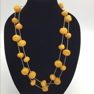 Yellow Amber Like Resin Beads Necklace Beautiful!